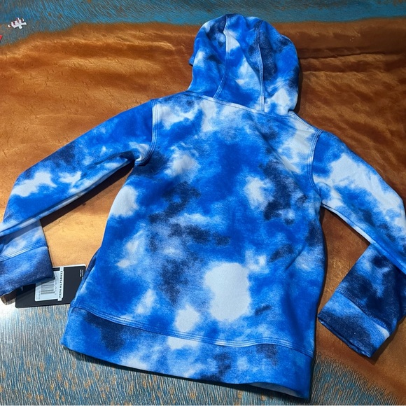 NWT Nike Club Fleece Blue white Tie dye Hoodie size 6 front pocket swoosh logo - Picture 3 of 6